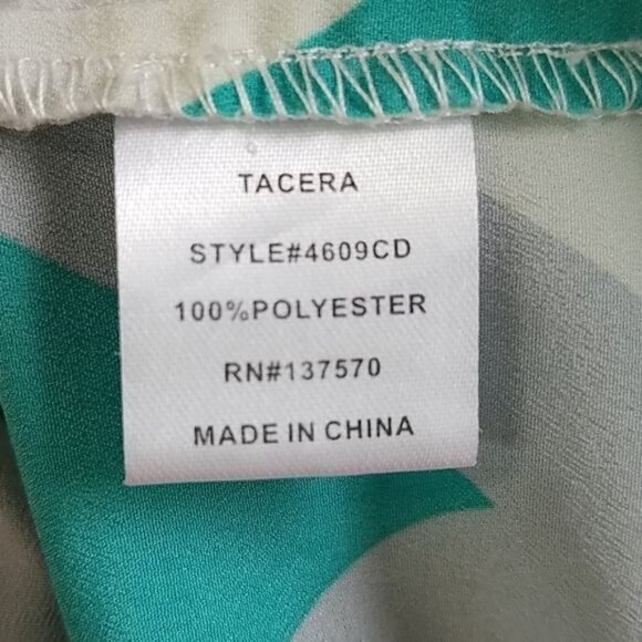Tacera Dress Chevron Green Gray Tab Sleeve V Neck Women's WOMAN'S SIZE Medium - Picture 9 of 12